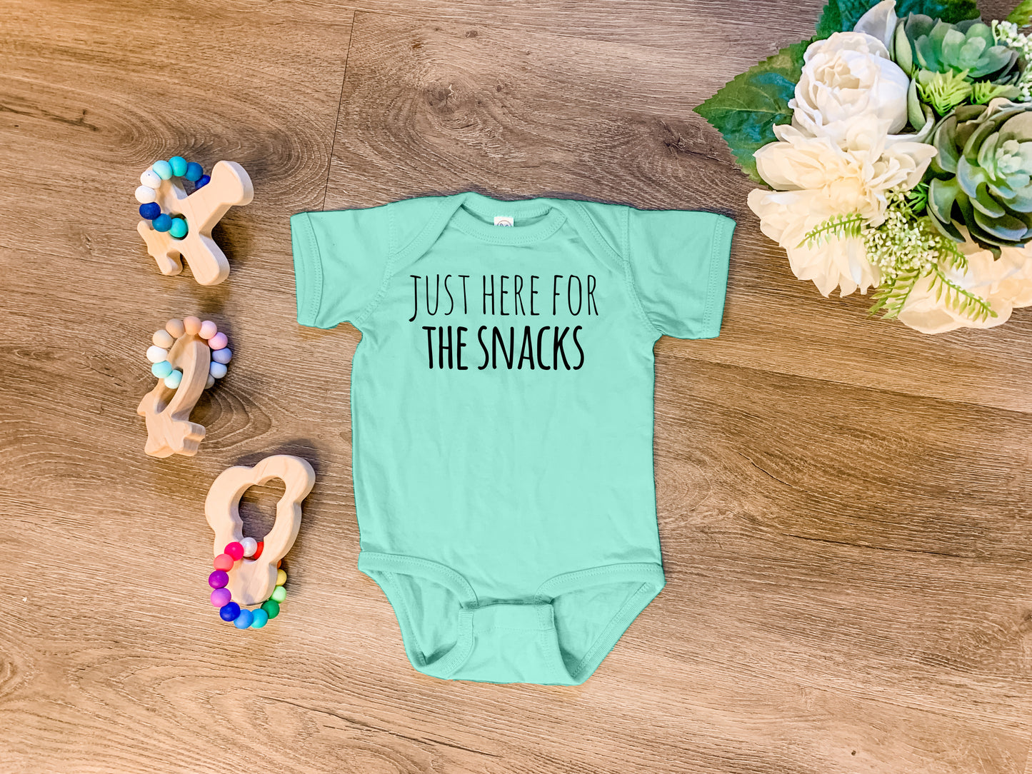 Just Here For The Snacks - Onesie - Heather Gray, Chill, or Lavender