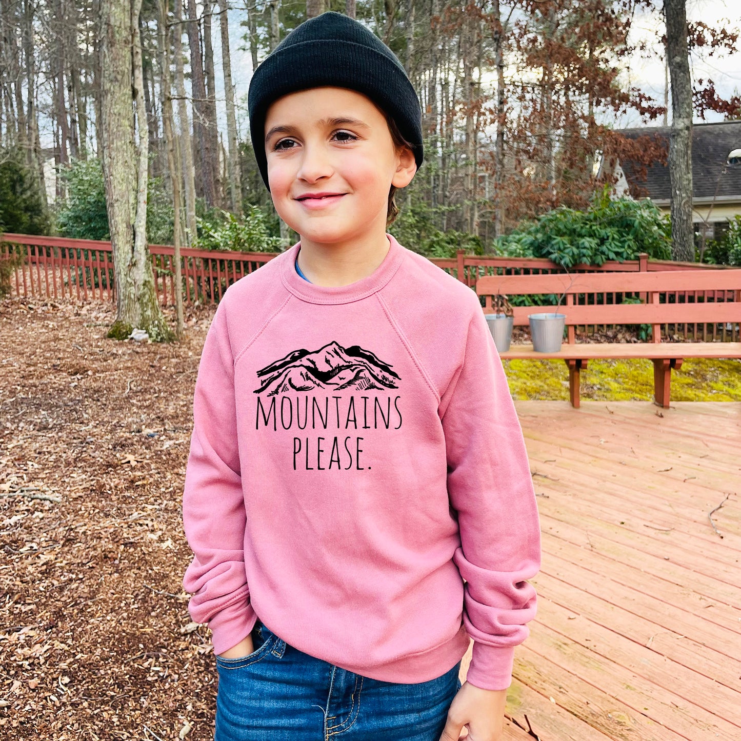 Mountains Please - Kid's Sweatshirt - Heather Gray or Mauve