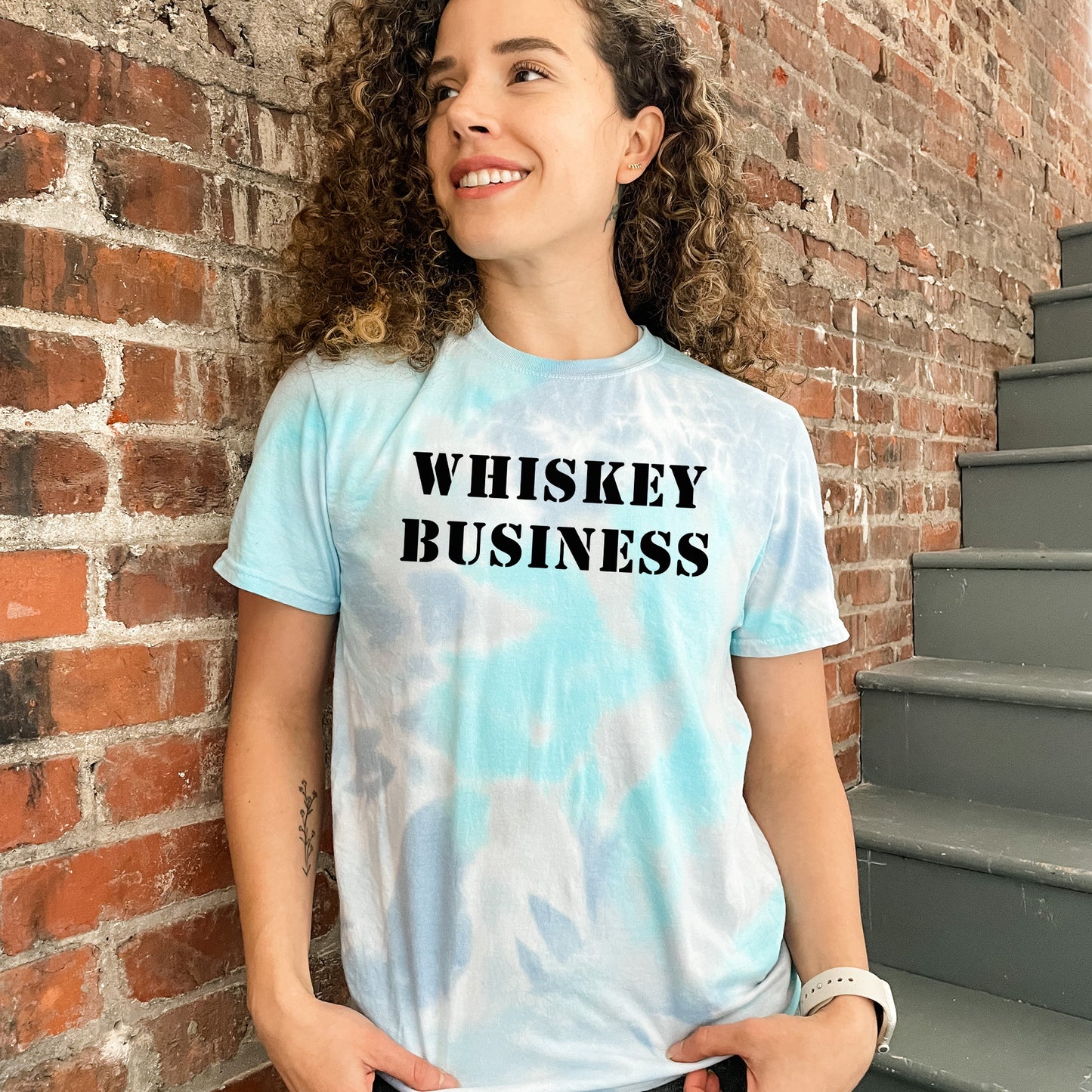 Whiskey Business - Mens/Unisex Tie Dye Tee - Blue