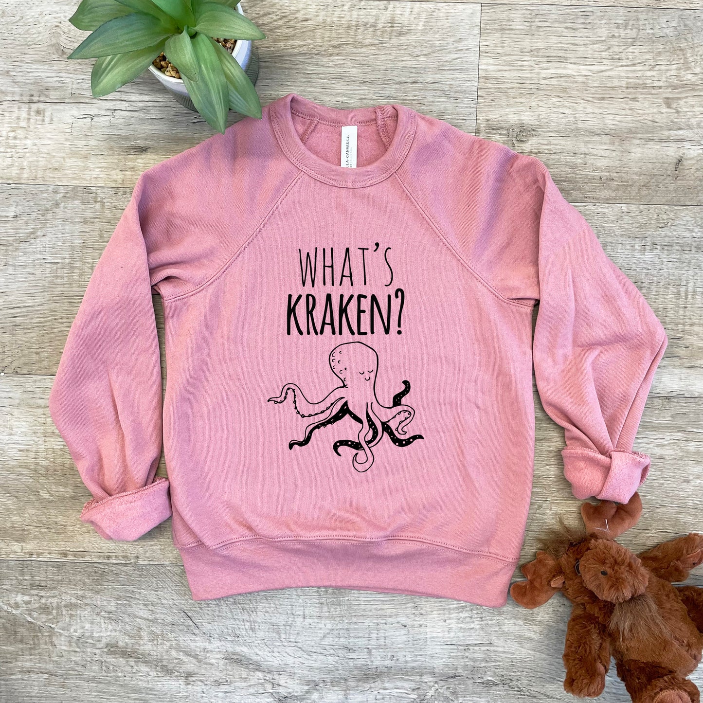 What's Kraken? (Sea Monster) - Kid's Sweatshirt - Heather Gray or Mauve