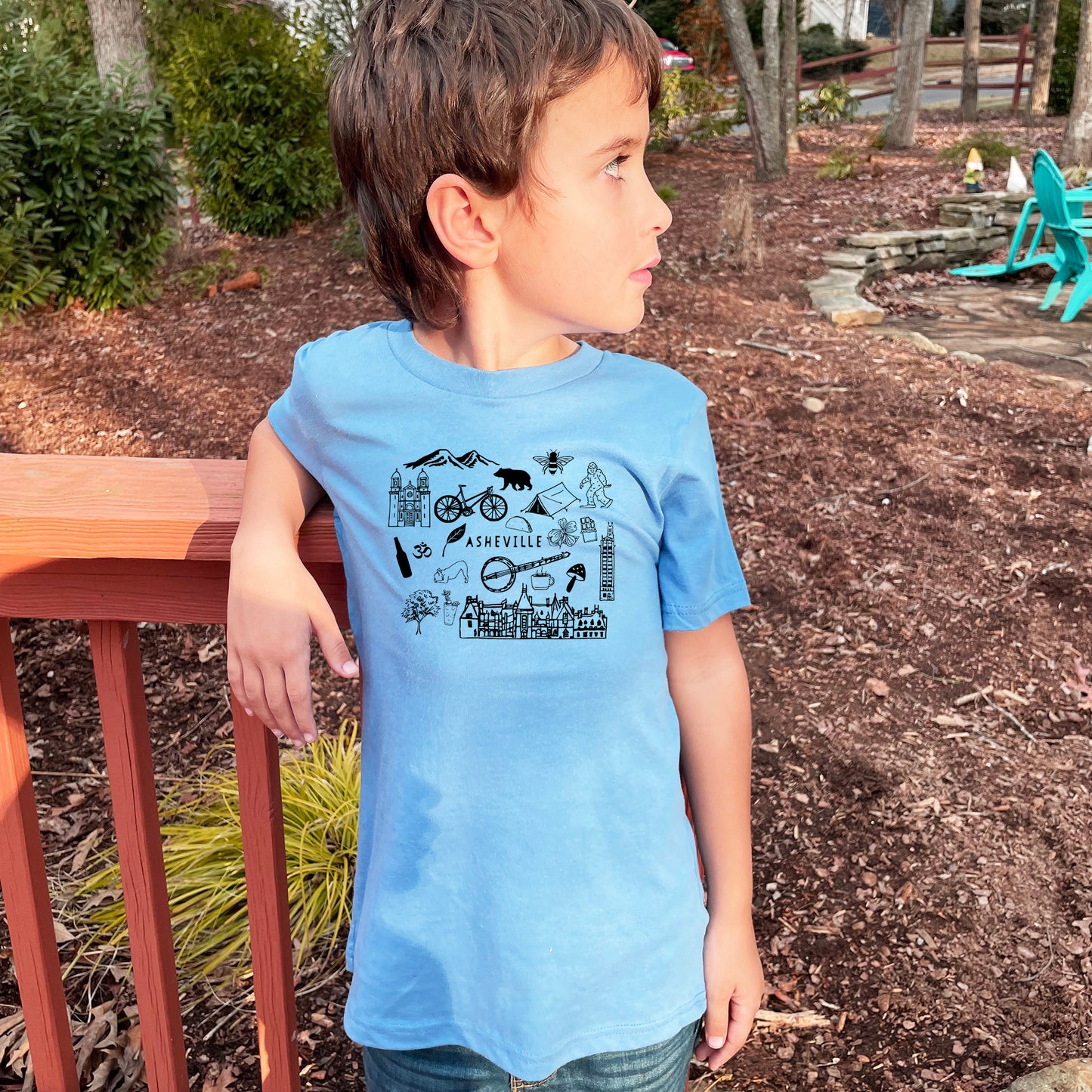 Asheville Collage - Kid's Tee - Columbia Blue or Lavender