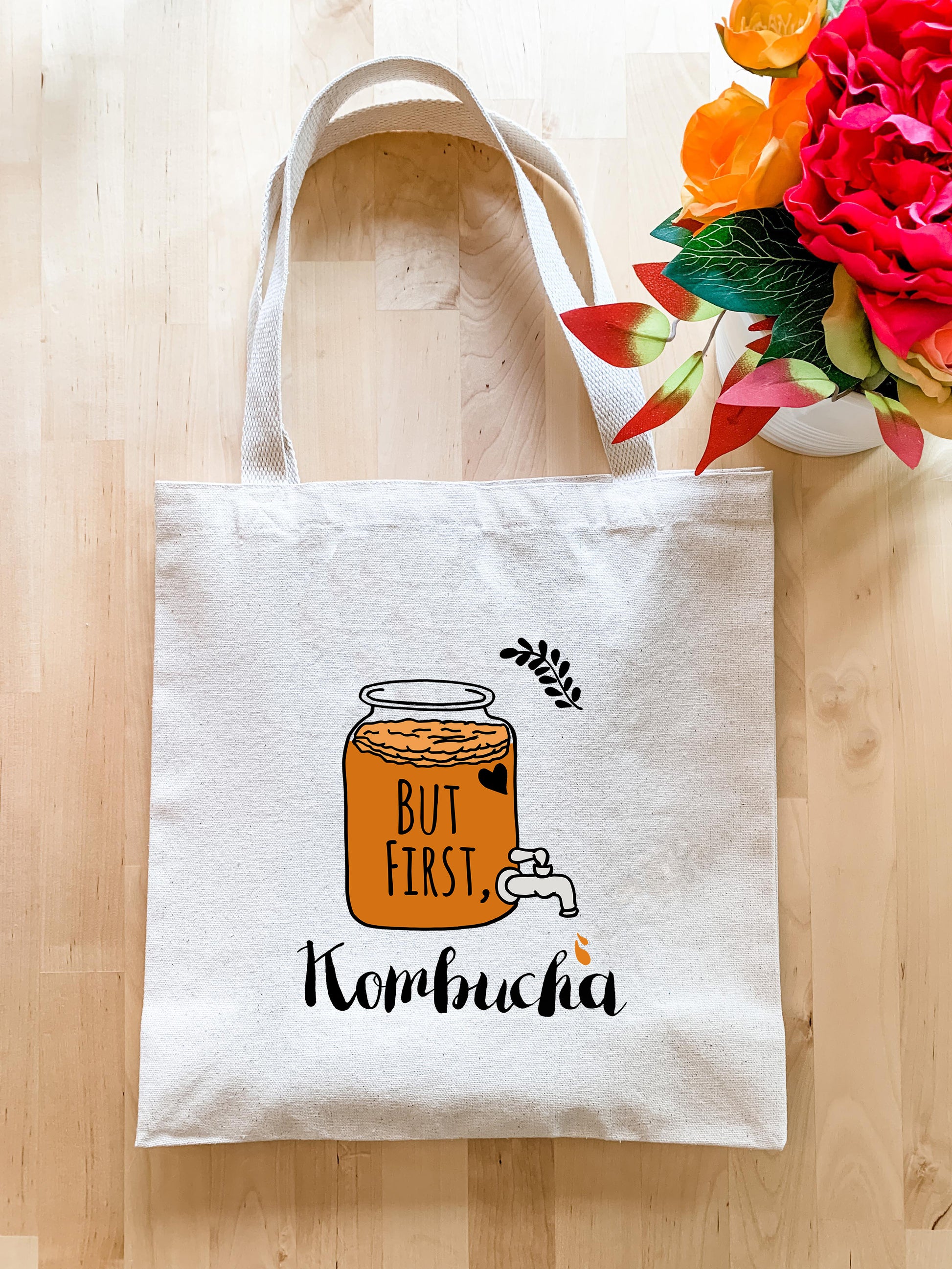 a tote bag with a picture of a jar of honey