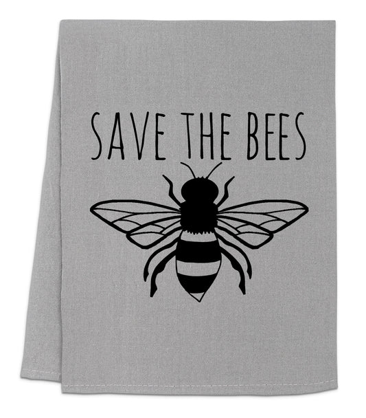 a towel with a bee on it that says save the bees