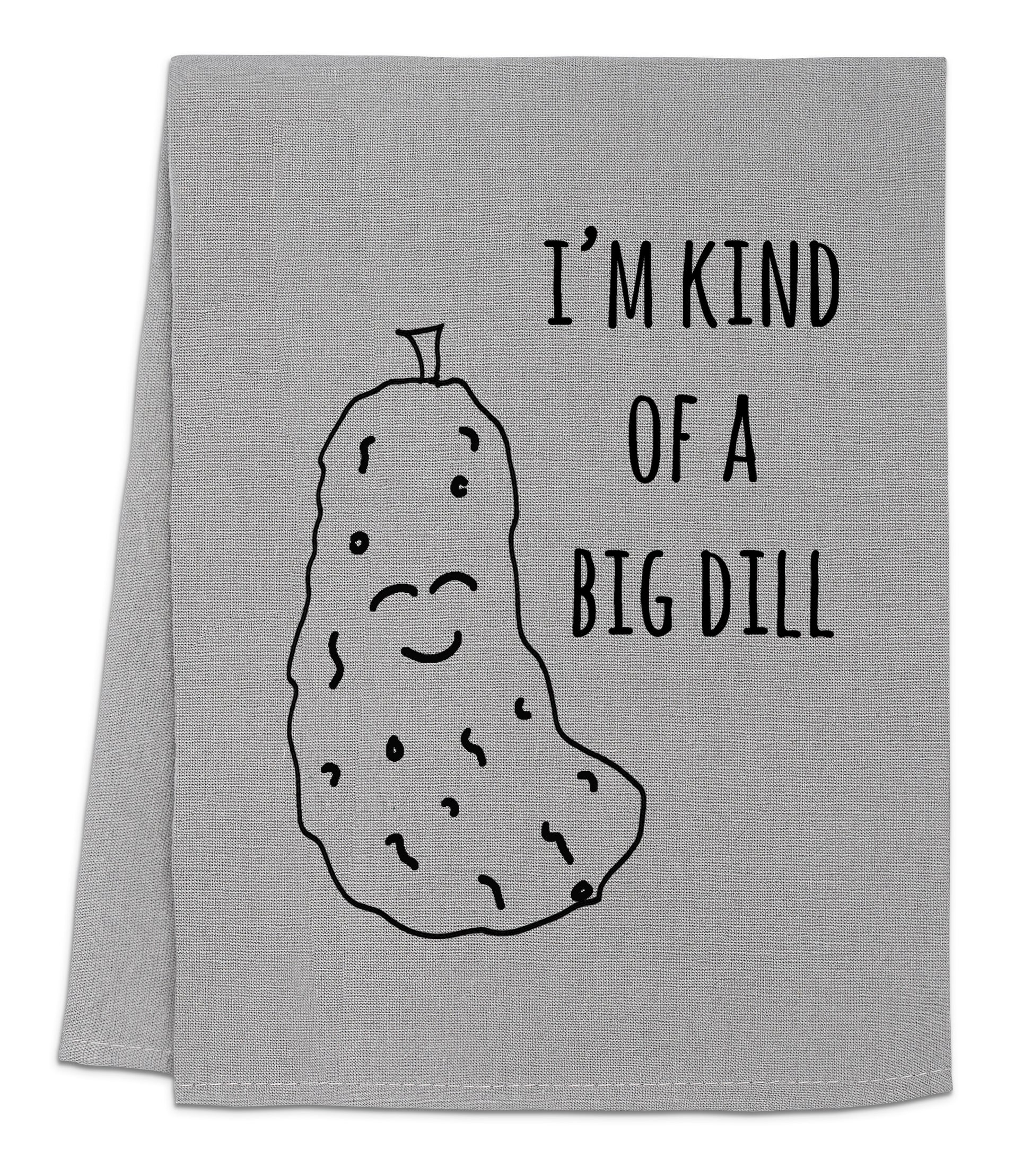 a towel with a drawing of a big dill on it