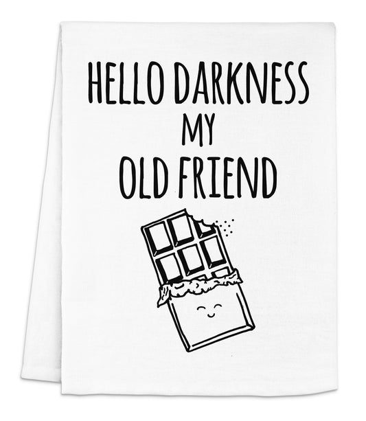 a napkin that says, hello darkness my old friend