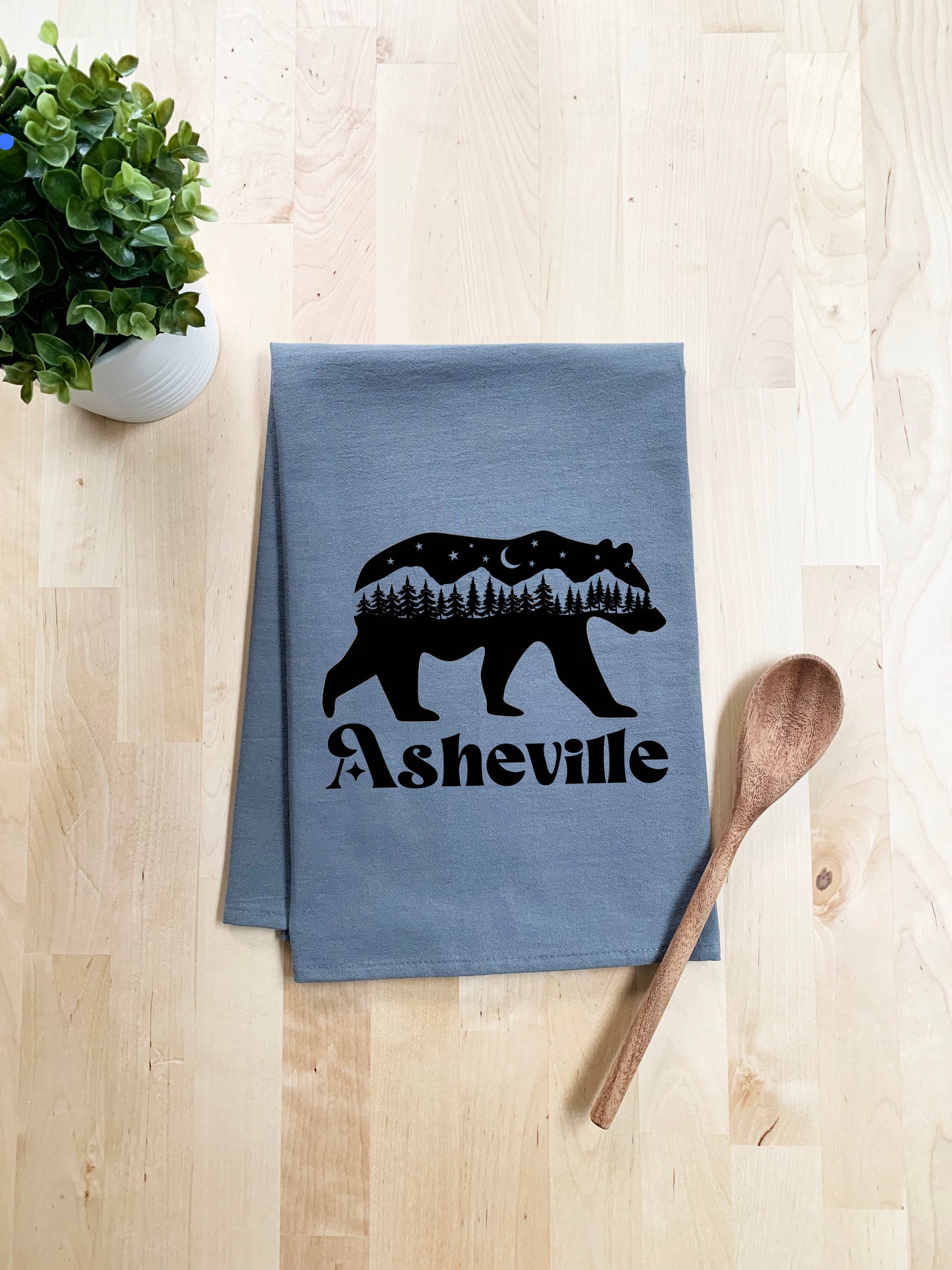 Asheville Bear Dish Towel - White Or Gray