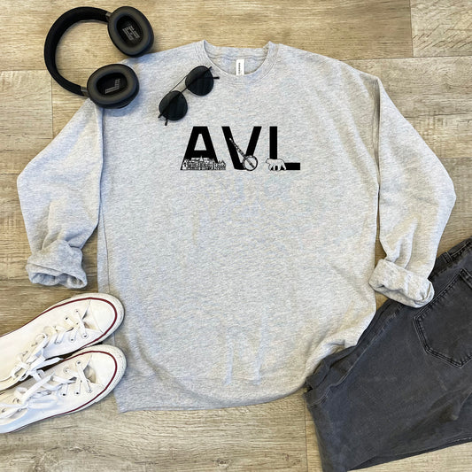 AVL (Asheville) - Unisex Sweatshirt - Heather Gray or Dusty Blue