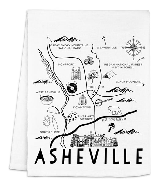 a towel with a map of the area