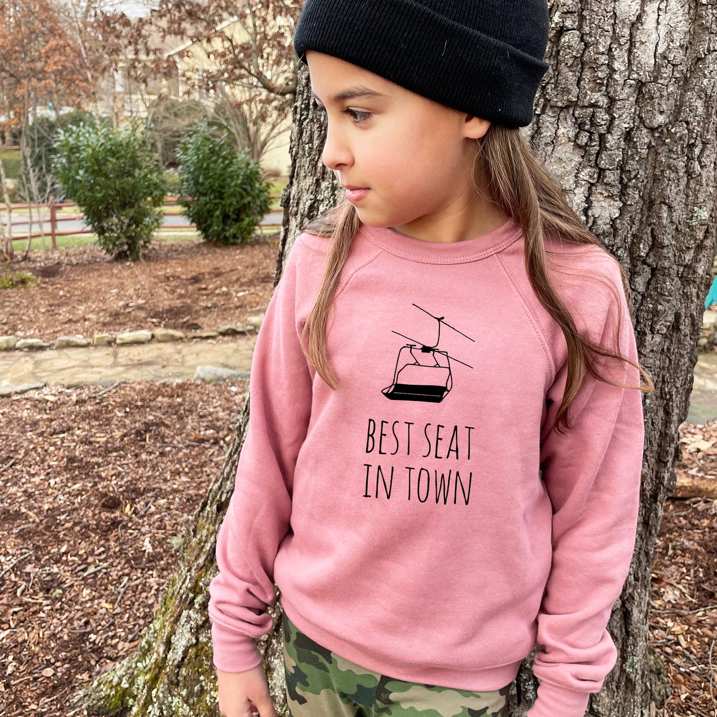 Best Seat In Town - Kid's Sweatshirt - Heather Gray or Mauve