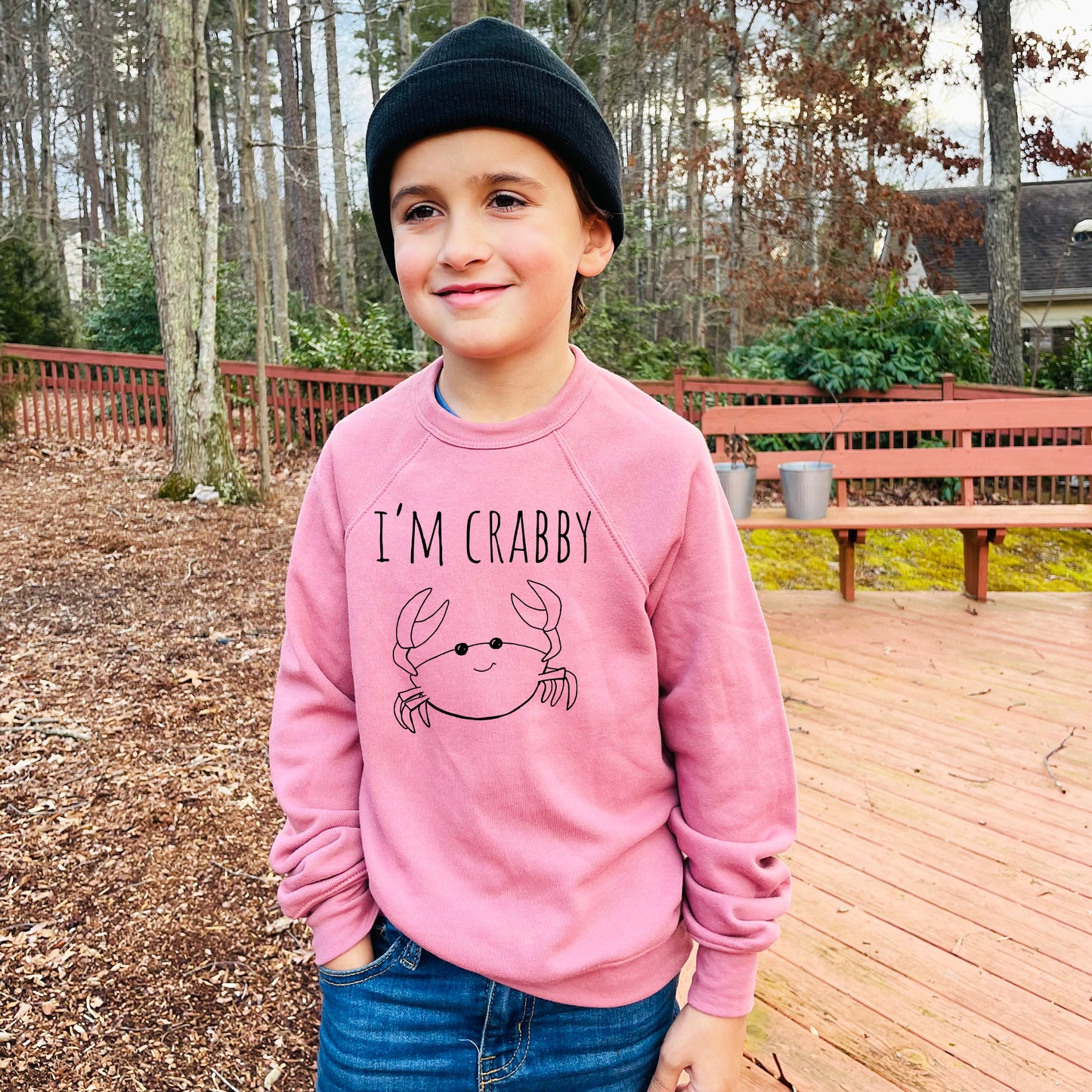 I'm Crabby - Kid's Sweatshirt - Heather Gray or Mauve