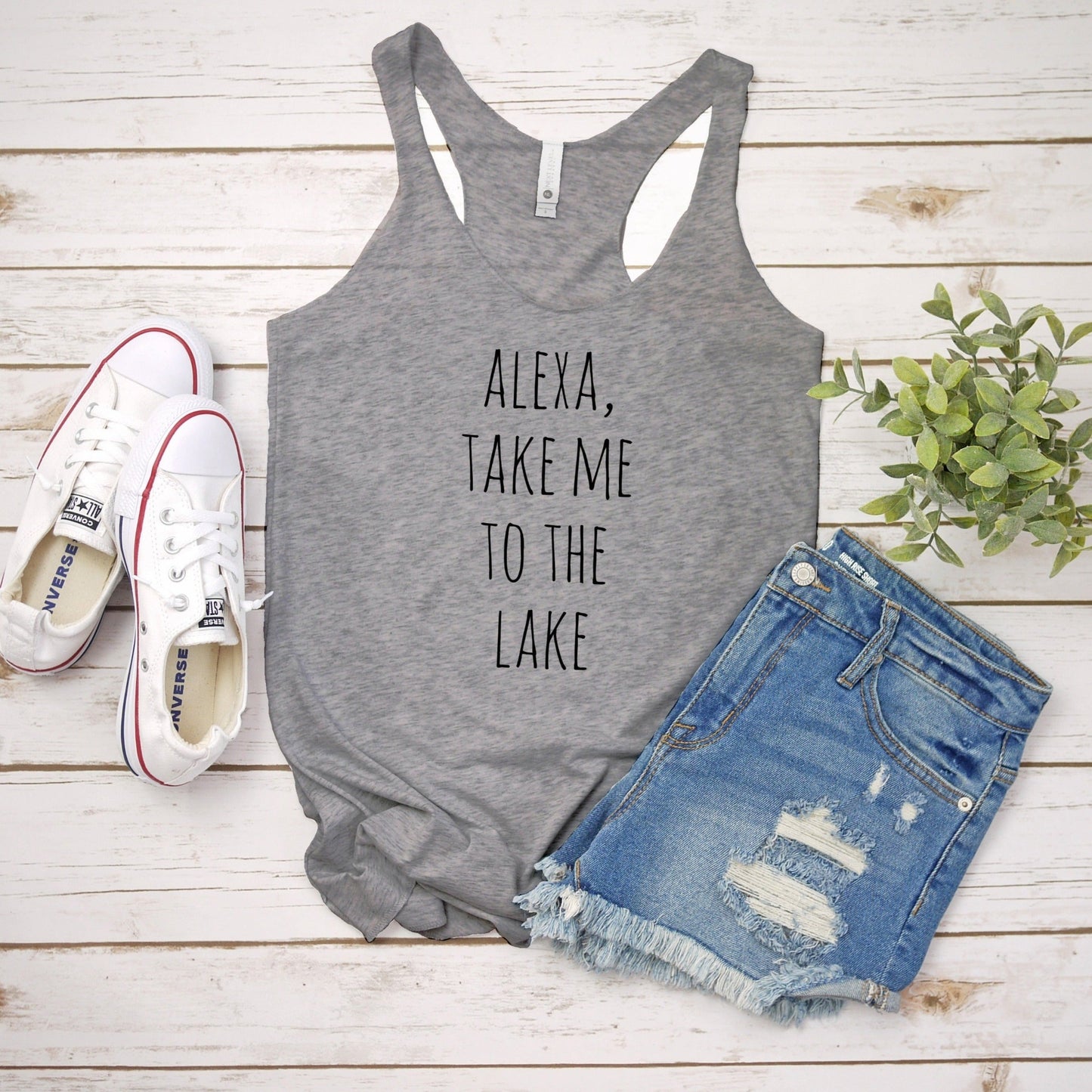 Alexa, Take Me To The Lake - Women's Tank - Heather Gray, Tahiti, or Envy