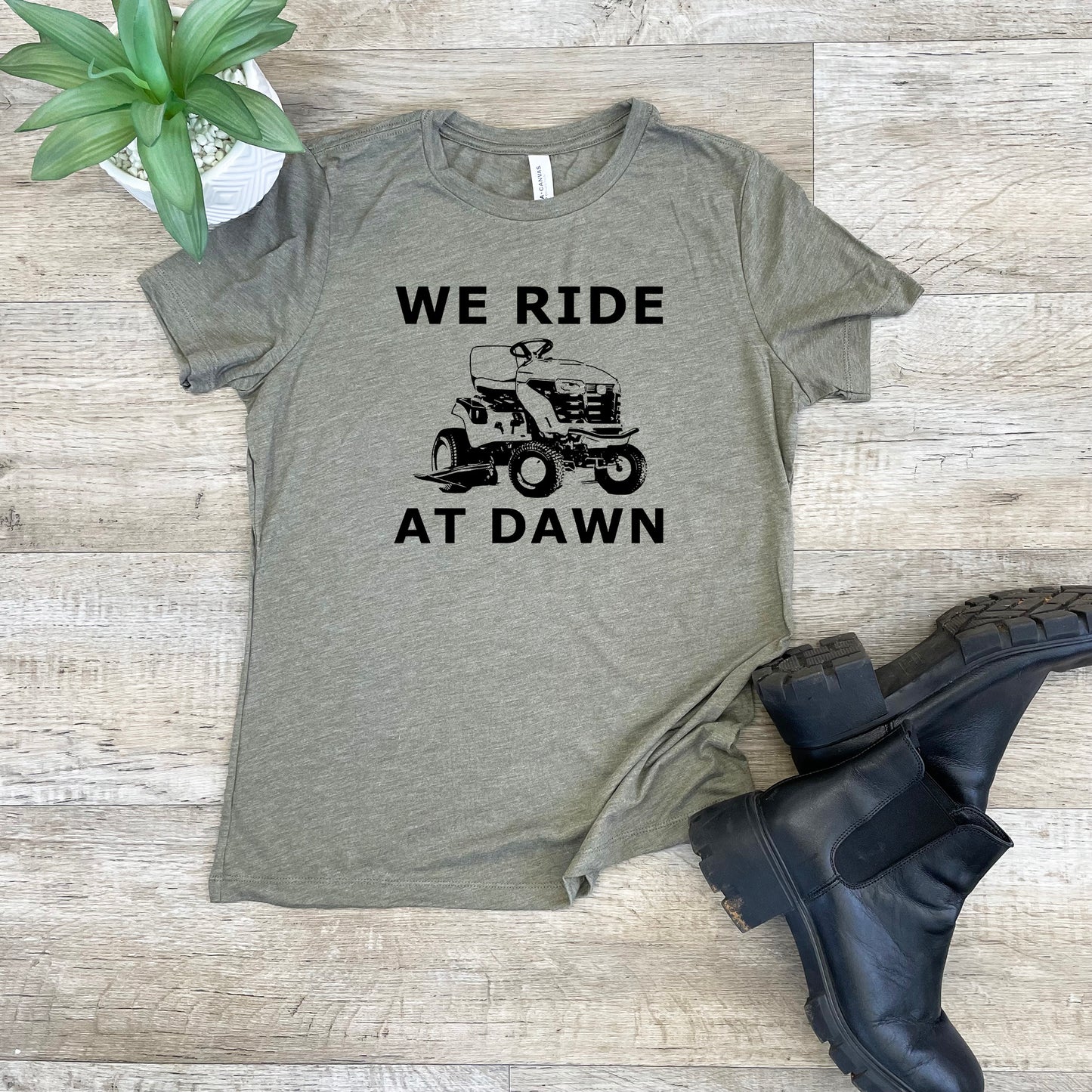 We Ride At Dawn - Women's Crew Tee - Olive or Dusty Blue