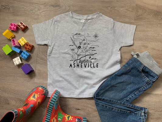 Asheville Map - Toddler Tee - Heather Gray