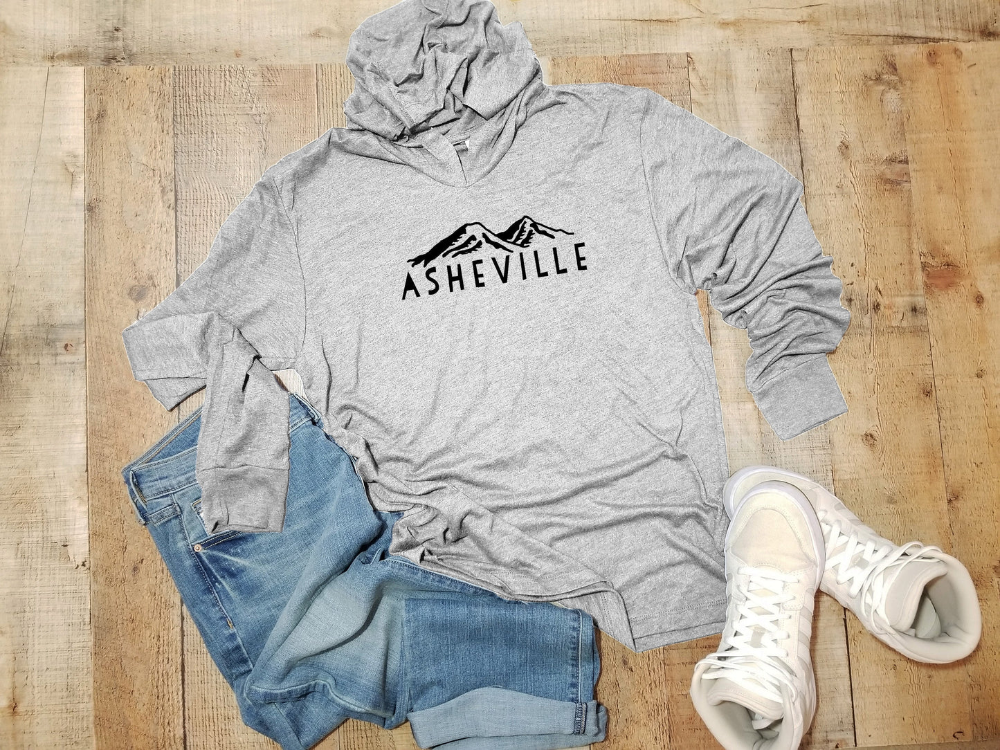 Asheville NC Mountains - Unisex T-Shirt Hoodie - Heather Gray