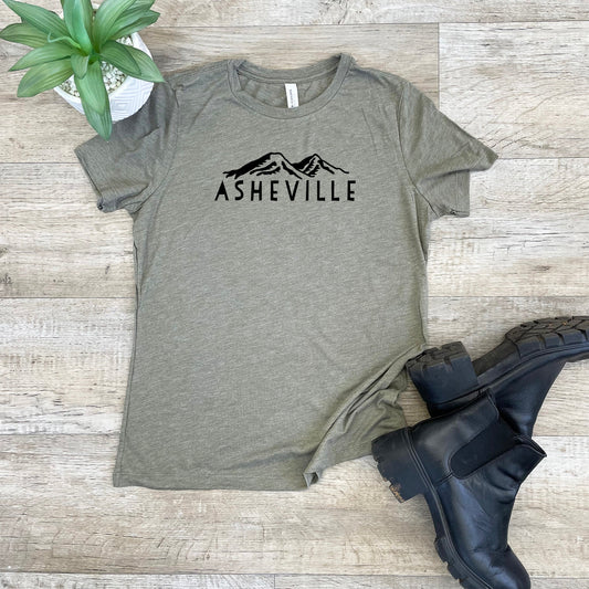 Asheville NC Mountains - Women's Crew Tee - Olive or Dusty Blue