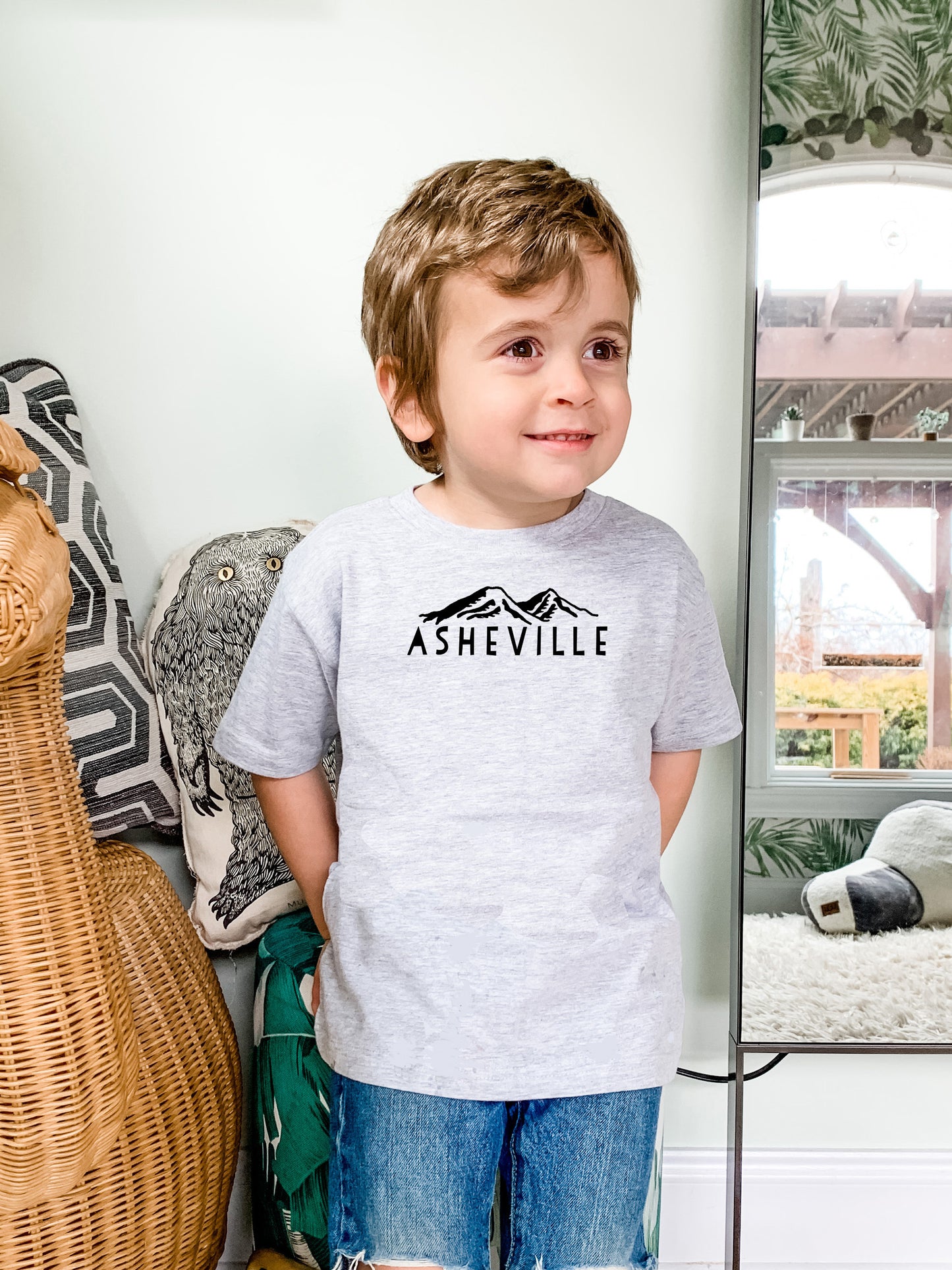 Asheville NC Mountains - Toddler Tee - Heather Gray