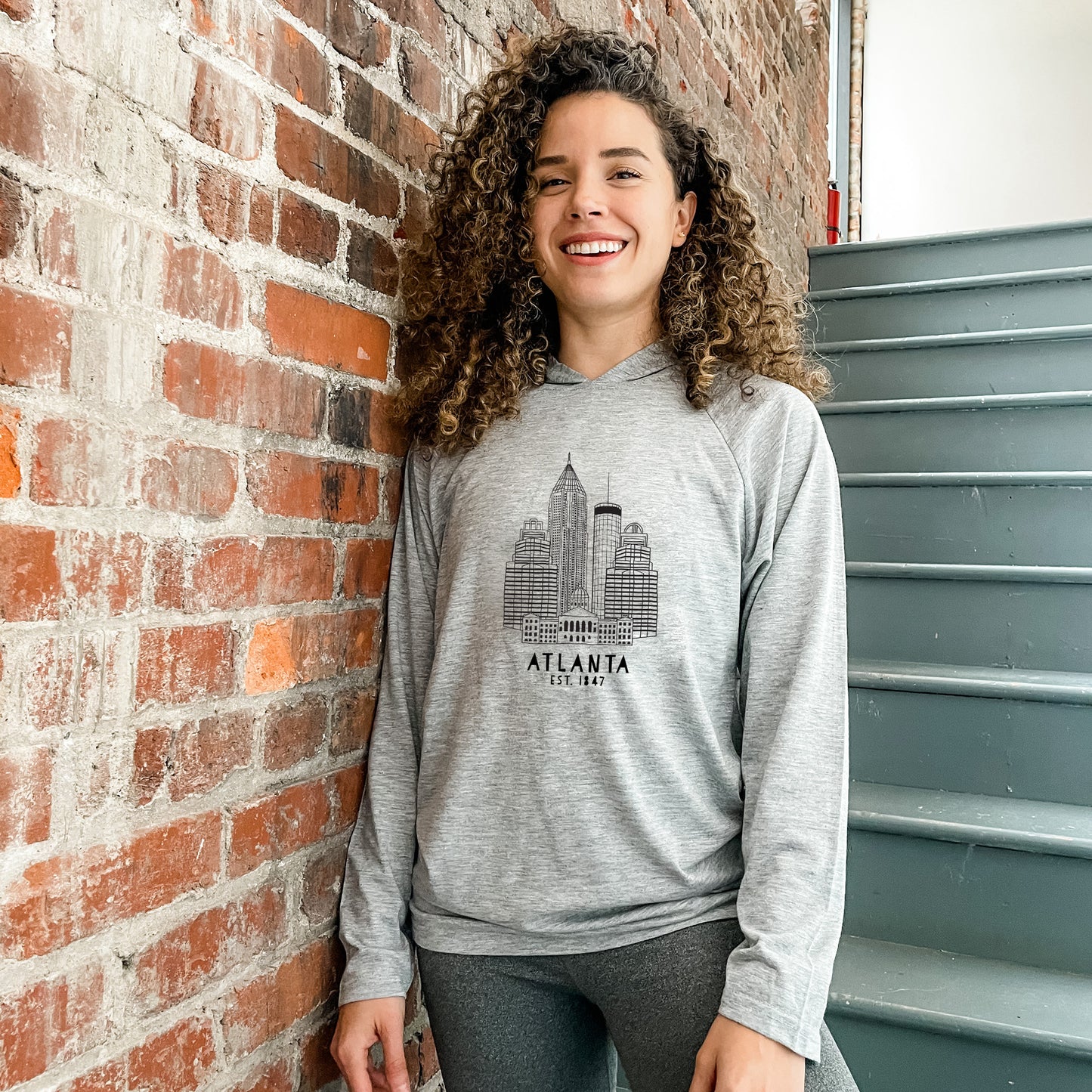 Atlanta Skyline - Unisex T-Shirt Hoodie - Heather Gray