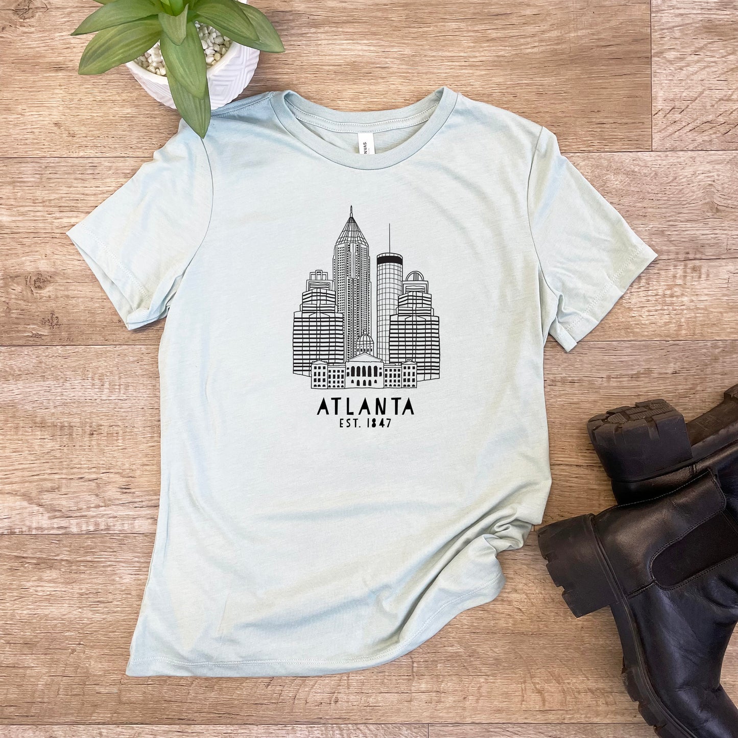 Atlanta Skyline - Women's Crew Tee - Olive or Dusty Blue