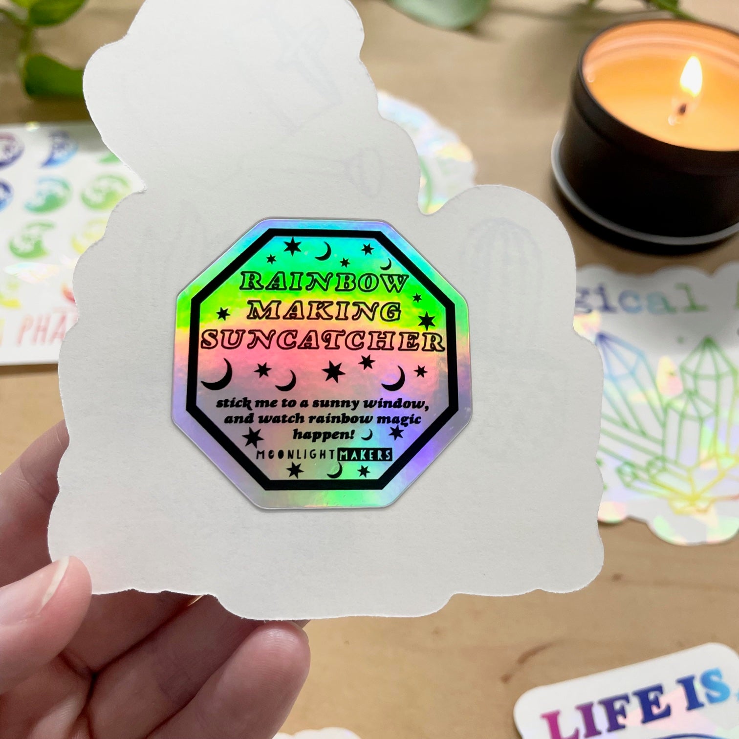 Hold Onto Your Buns! Suncatcher Sticker Rainbow Maker Window Decal