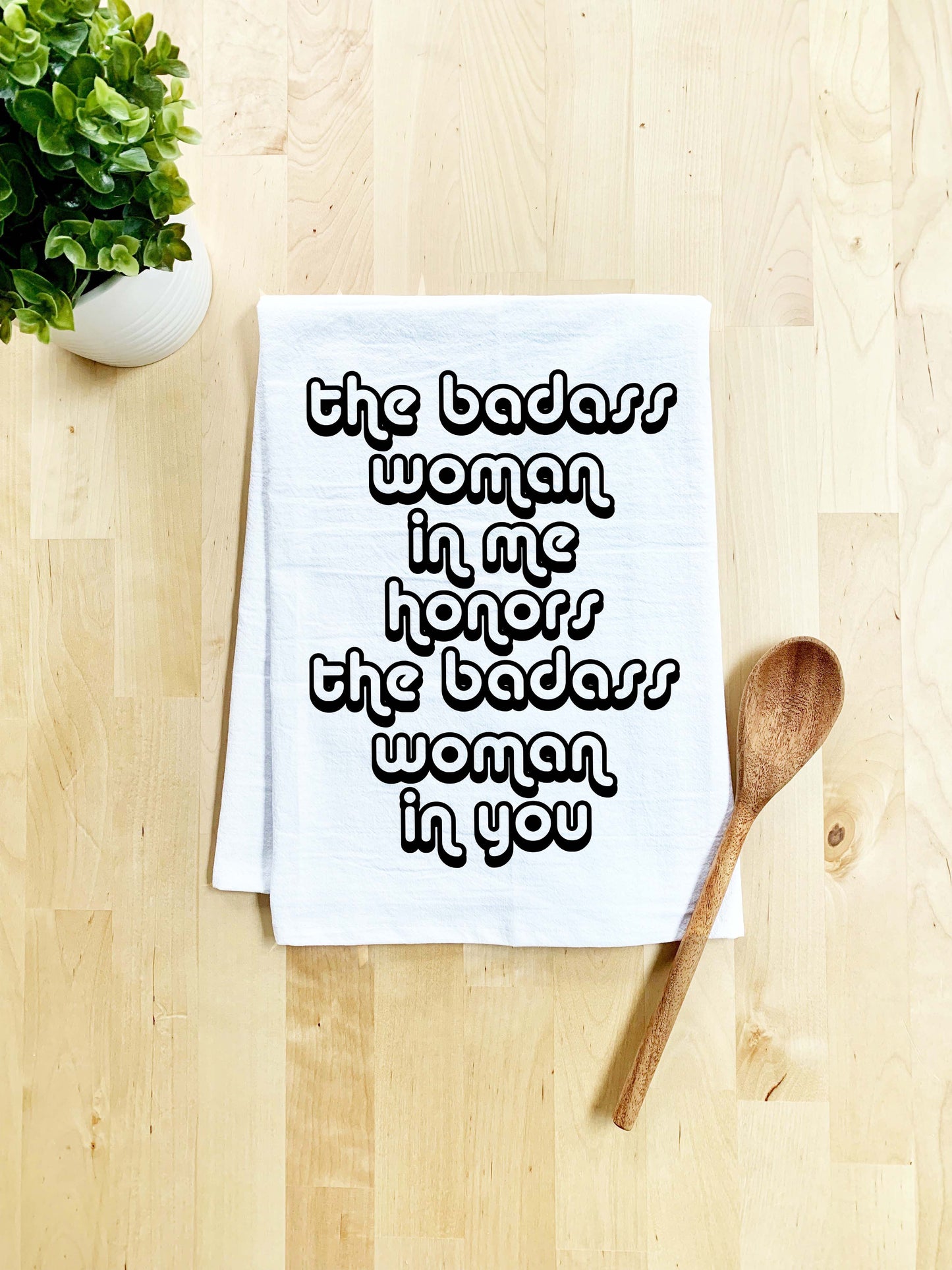 Badass Woman Dish Towel - White Or Gray - MoonlightMakers