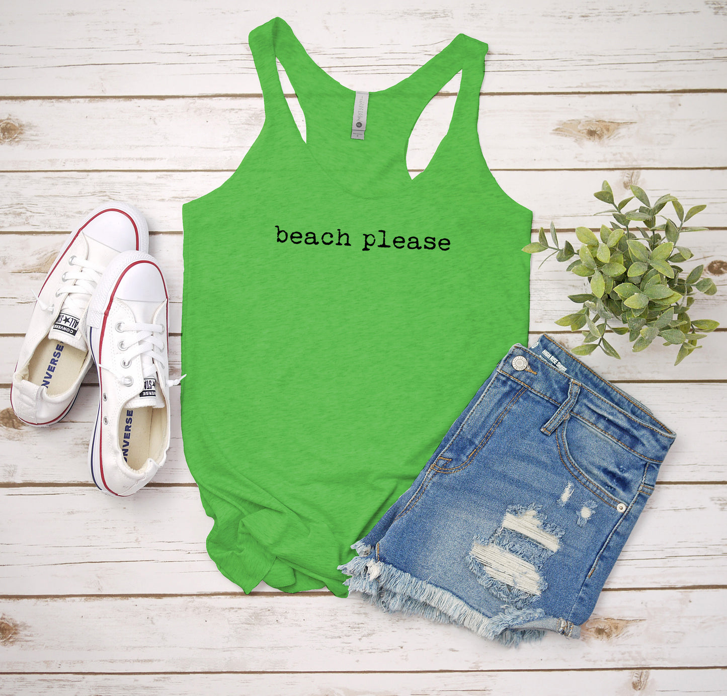 Beach Please - Women's Tank - Heather Gray, Tahiti, or Envy