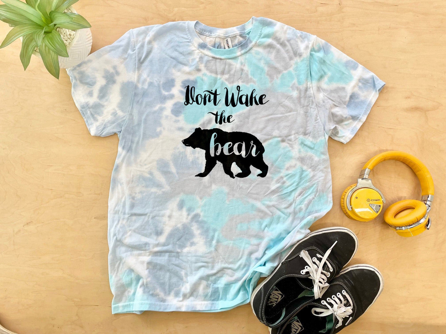 Don't Wake The Bear - Mens/Unisex Tie Dye Tee - Blue