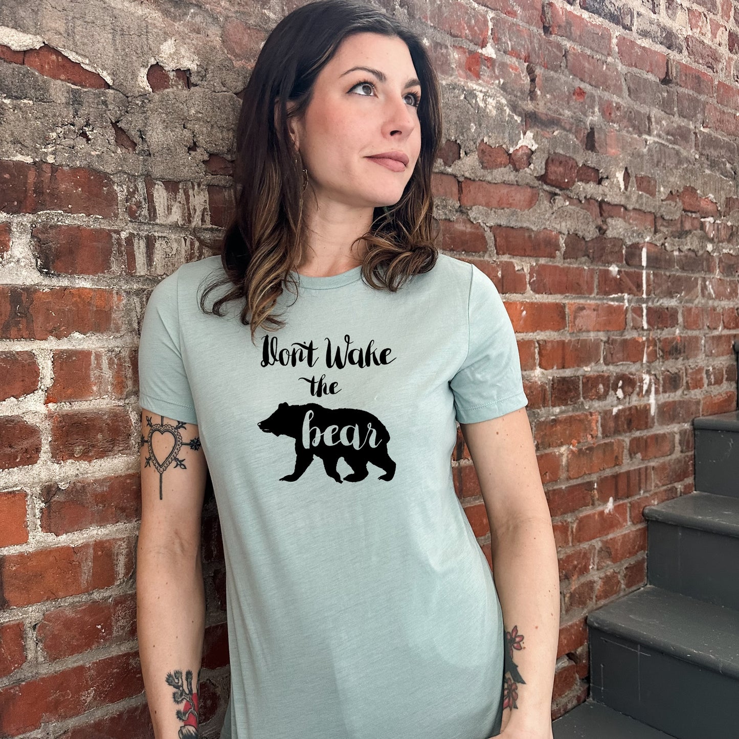 Don't Wake The Bear - Women's Crew Tee - Olive or Dusty Blue