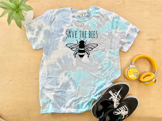 Save The Bees - Mens/Unisex Tie Dye Tee - Blue