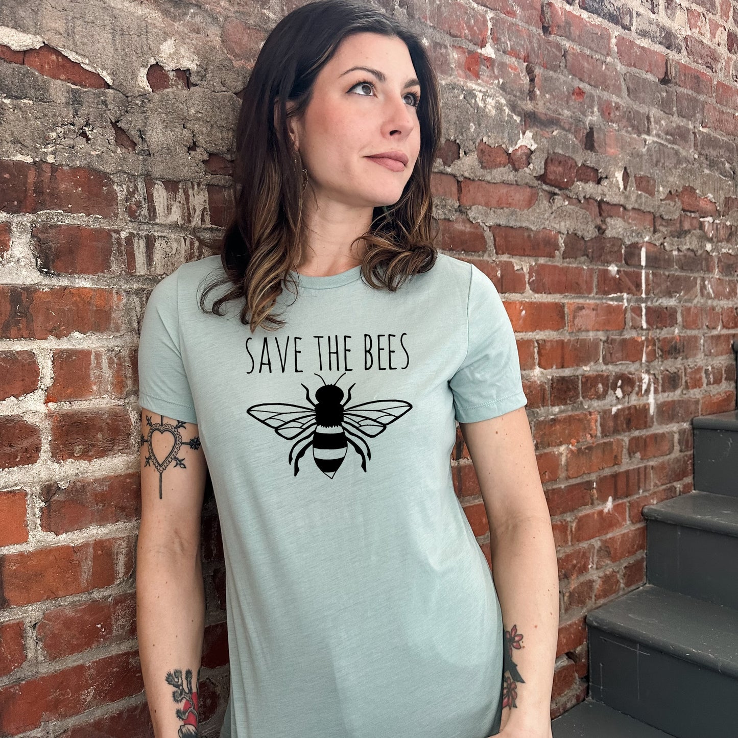 Save The Bees - Women's Crew Tee - Olive or Dusty Blue