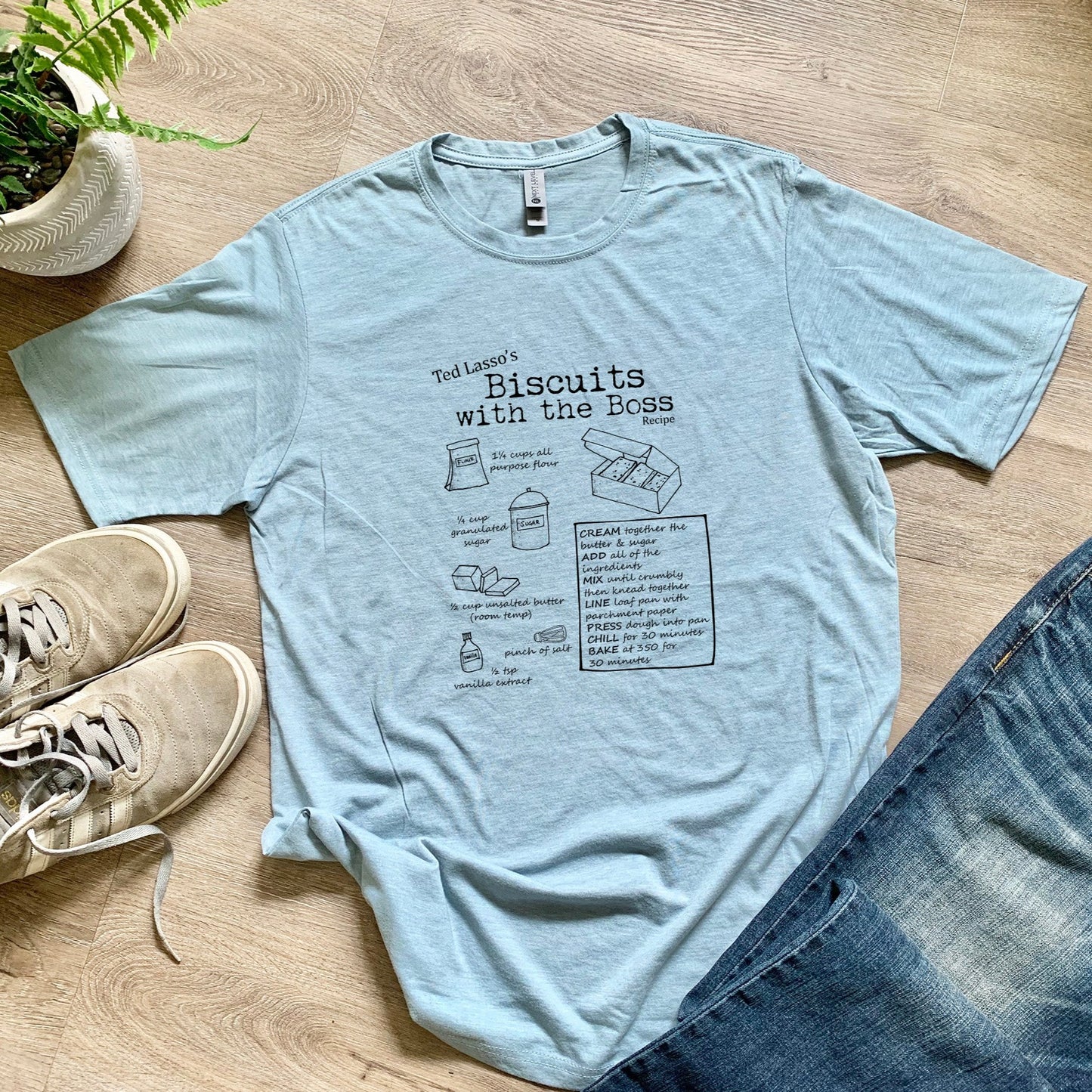 Biscuits With The Boss (Ted Lasso) - Men's / Unisex Tee - Stonewash Blue or Sage