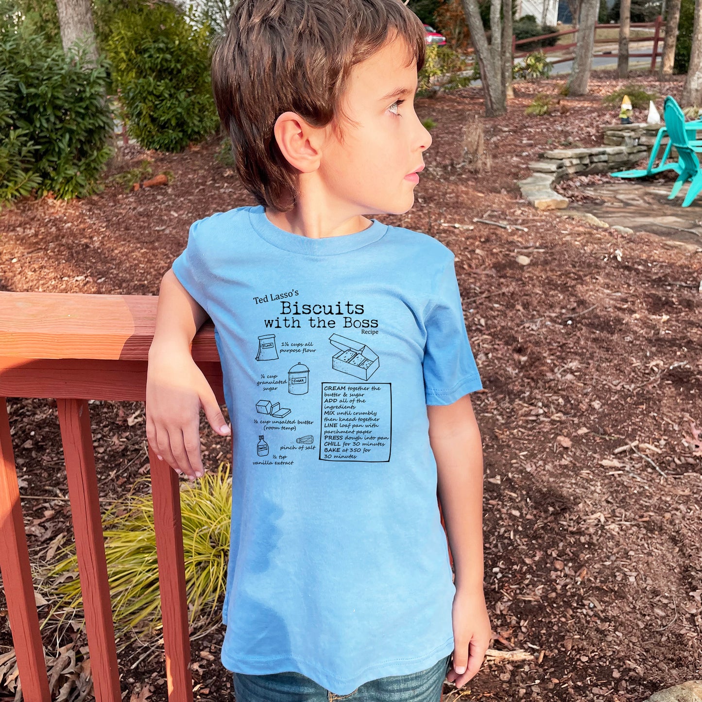 Biscuits With The Boss (Ted Lasso) - Kid's Tee - Columbia Blue or Lavender