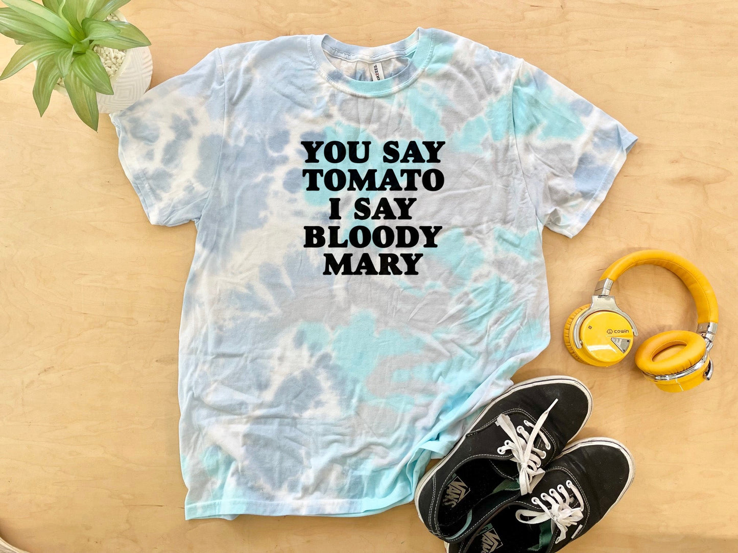 You Say Tomato I Say Bloody Mary - Mens/Unisex Tie Dye Tee - Blue