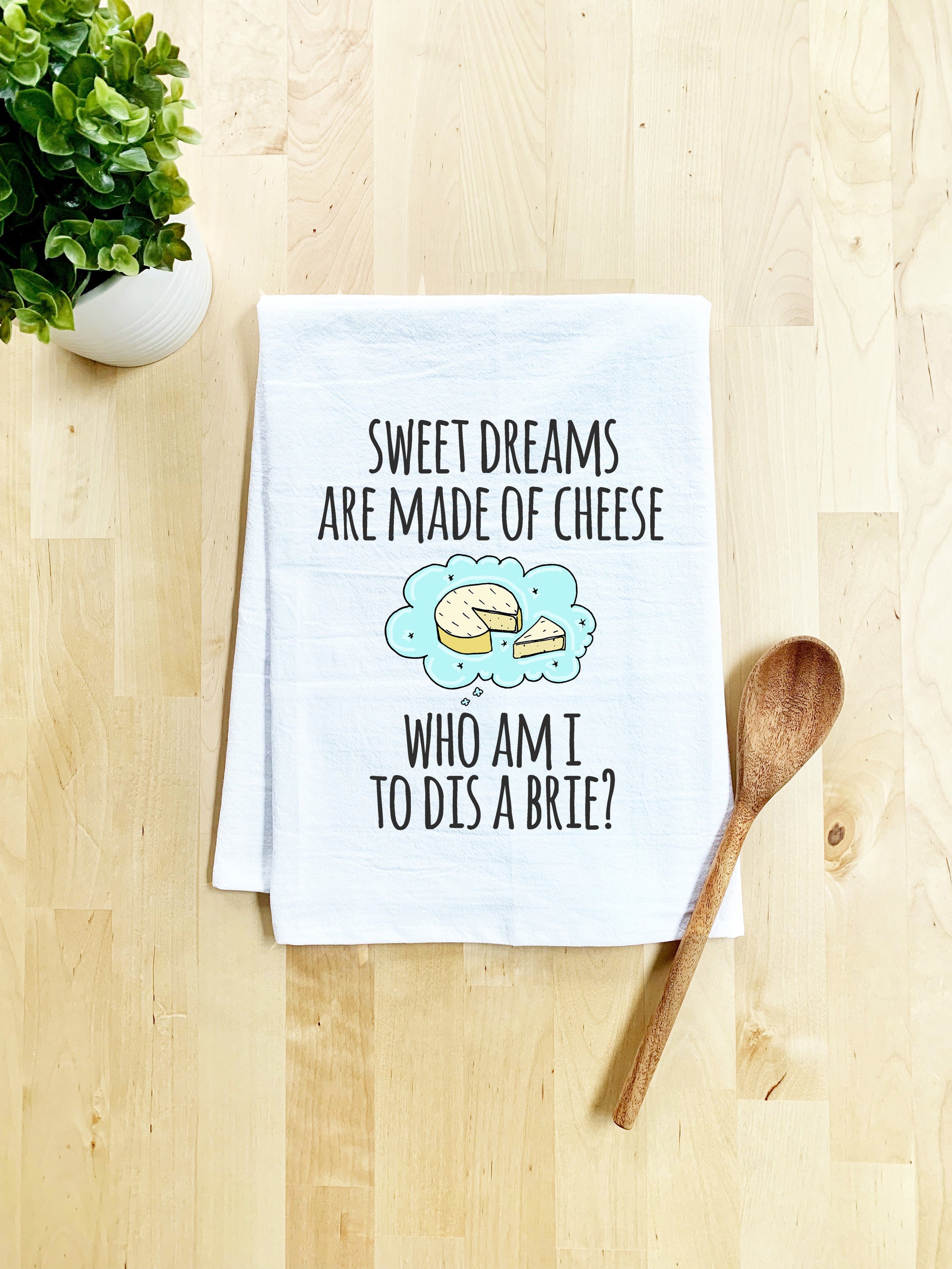Full Color Dish Towel - Sweet Dreams Are Made Of Cheese - White - MoonlightMakers