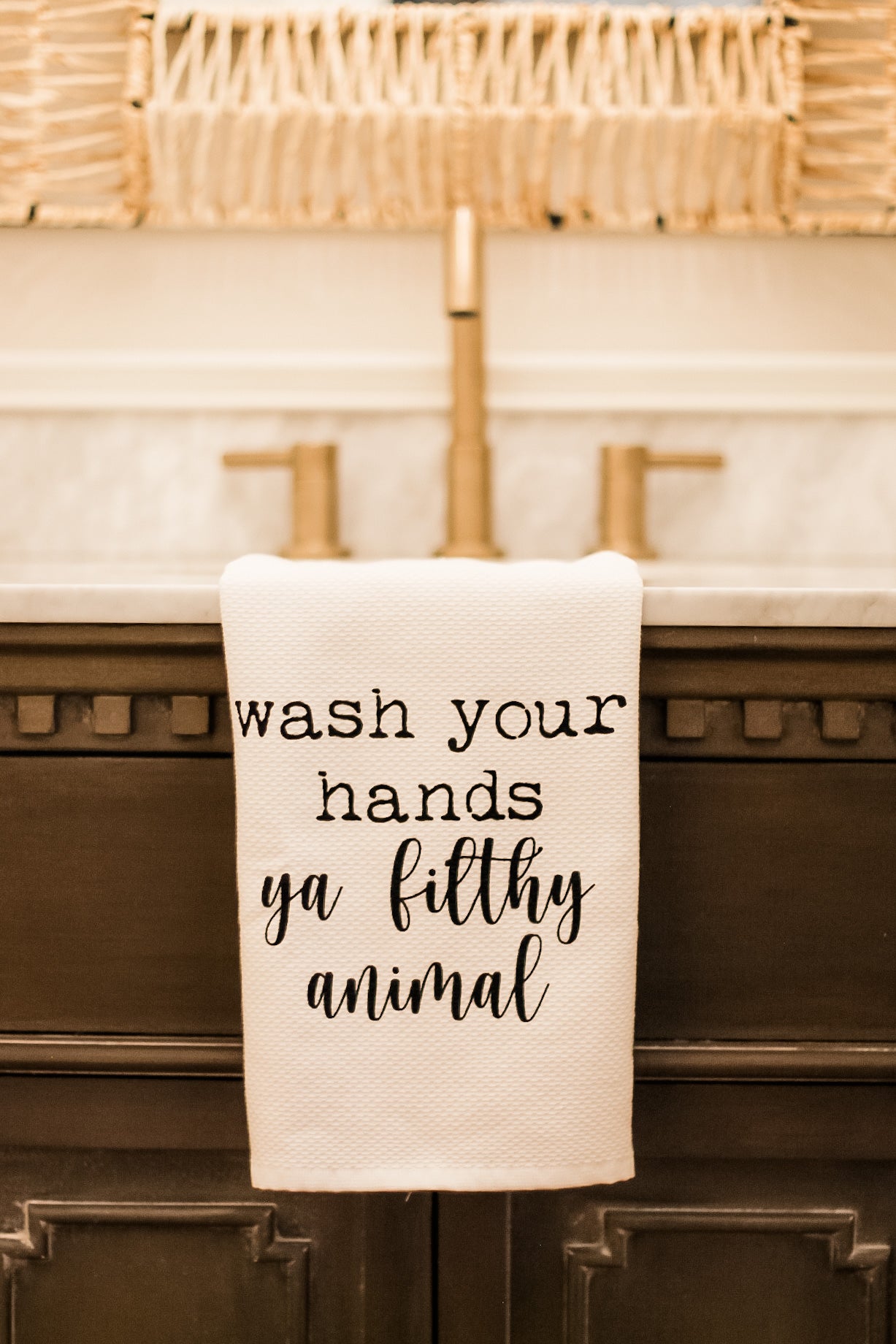 Wash Your Hands Ya Filthy Animal - Kitchen/Bathroom Hand Towel (Waffle Weave) - MoonlightMakers