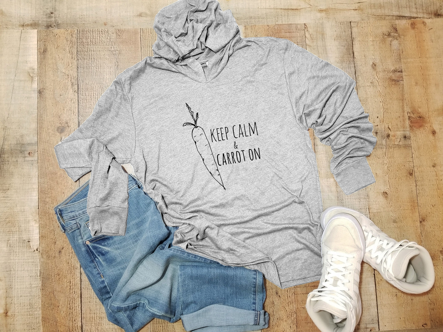 Keep Calm and Carrot On - Unisex T-Shirt Hoodie - Heather Gray