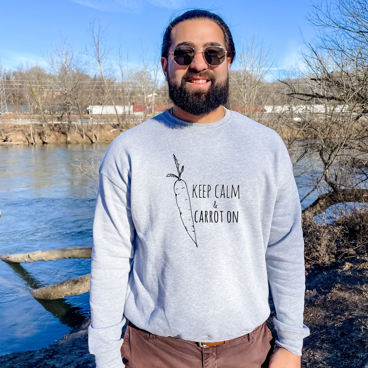 Keep Calm and Carrot On - Unisex Sweatshirt - Heather Gray or Dusty Blue