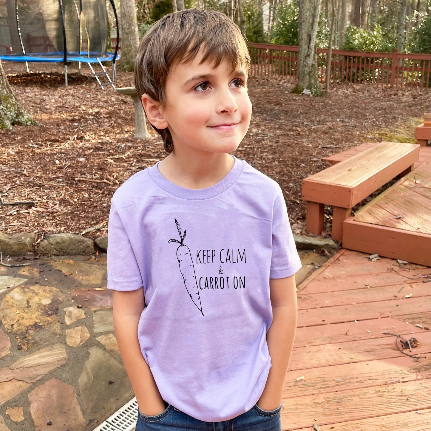 Keep Calm and Carrot On - Kid's Tee - Columbia Blue or Lavender