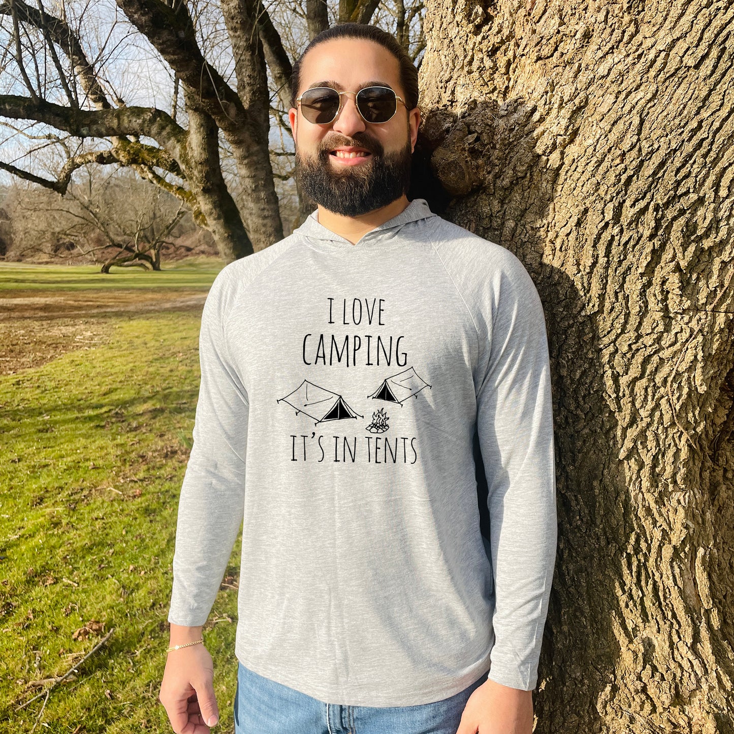 I Love Camping, It's In Tents - Unisex T-Shirt Hoodie - Heather Gray