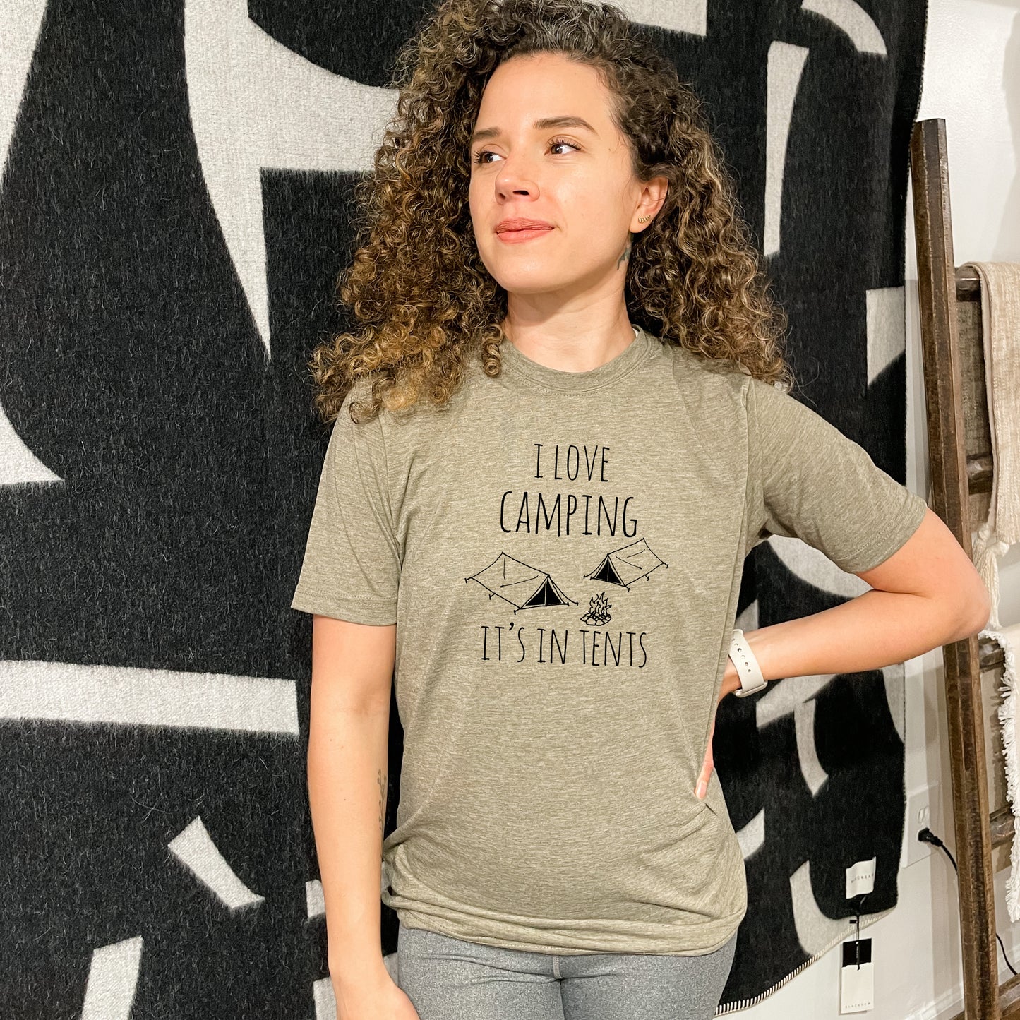 I Love Camping, It's In Tents - Men's / Unisex Tee - Stonewash Blue or Sage