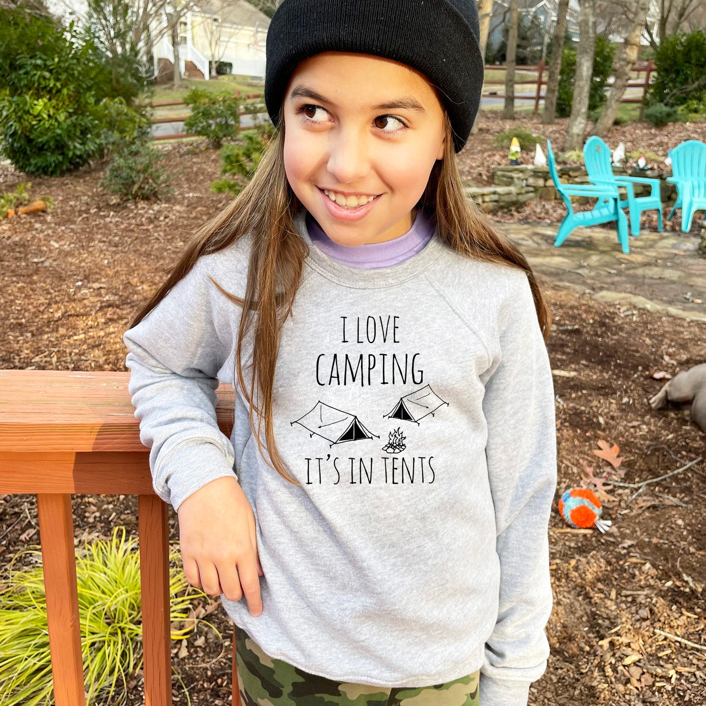 I Love Camping, It's In Tents - Kid's Sweatshirt - Heather Gray or Mauve