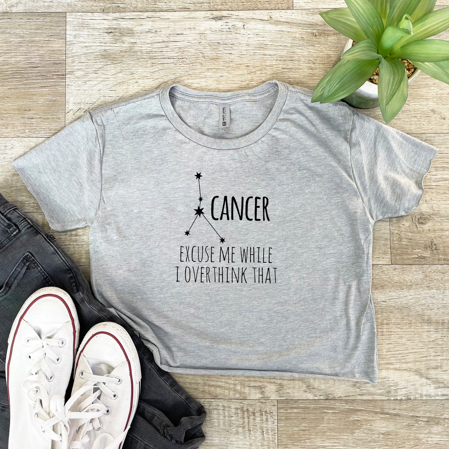 Cancer - Women's Crop Tee - Heather Gray or Gold