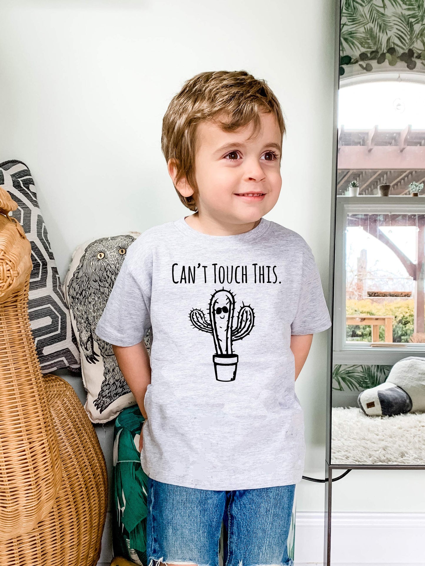 Can't Touch This (Cactus) - Toddler Tee - Heather Gray