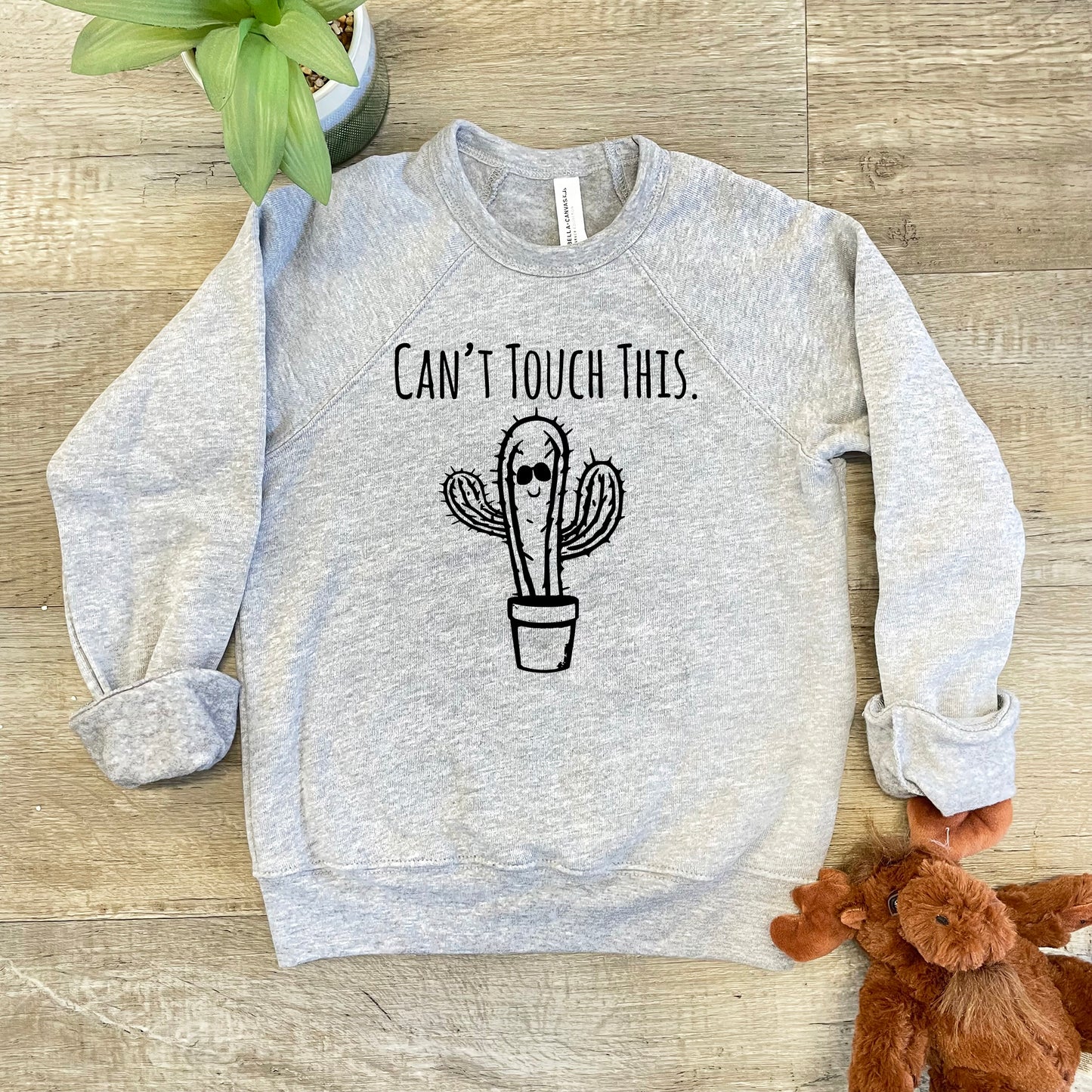 Can't Touch This (Cactus) - Kid's Sweatshirt - Heather Gray or Mauve