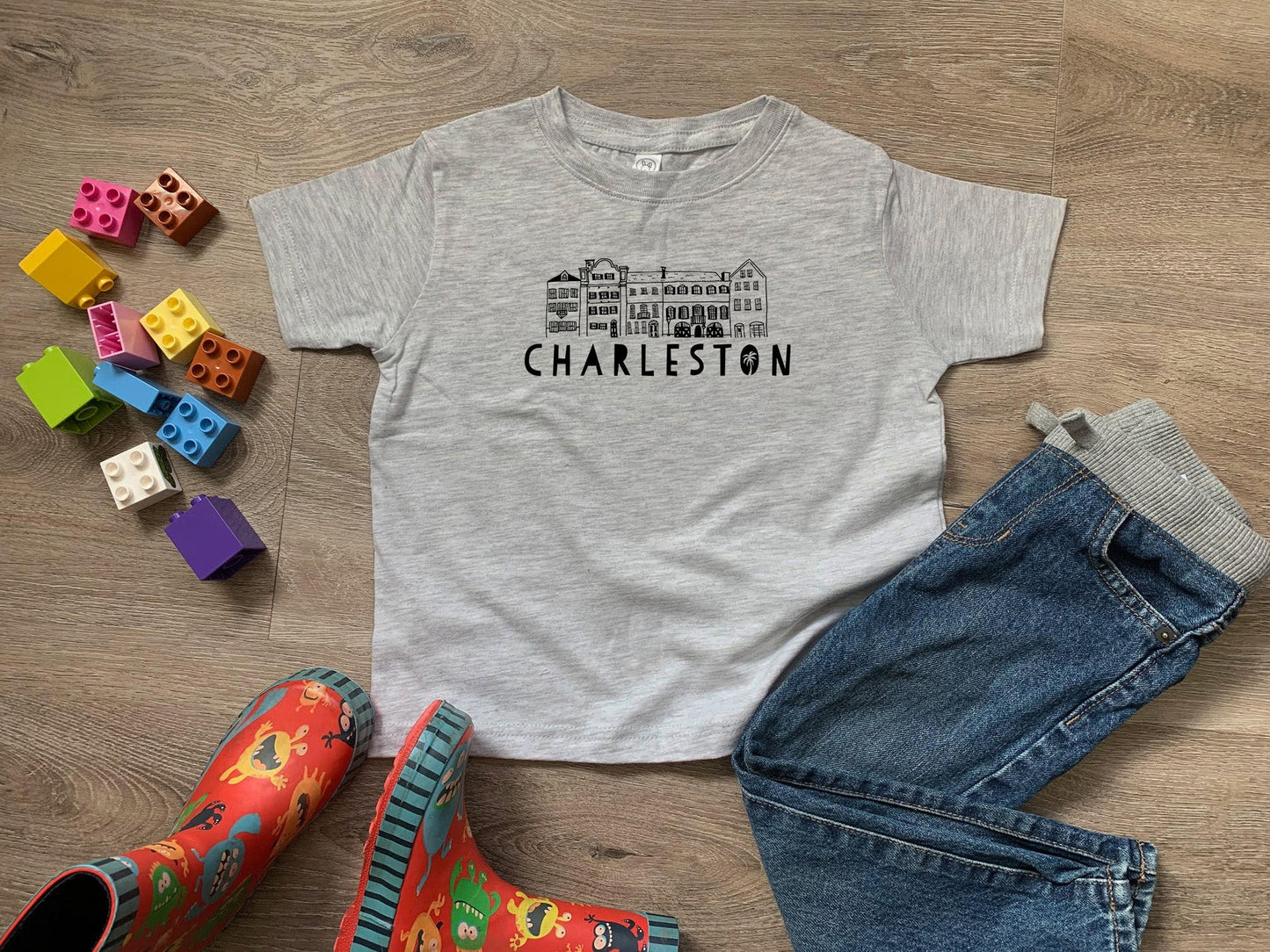 Charleston Rainbow Row - Toddler Tee - Heather Gray