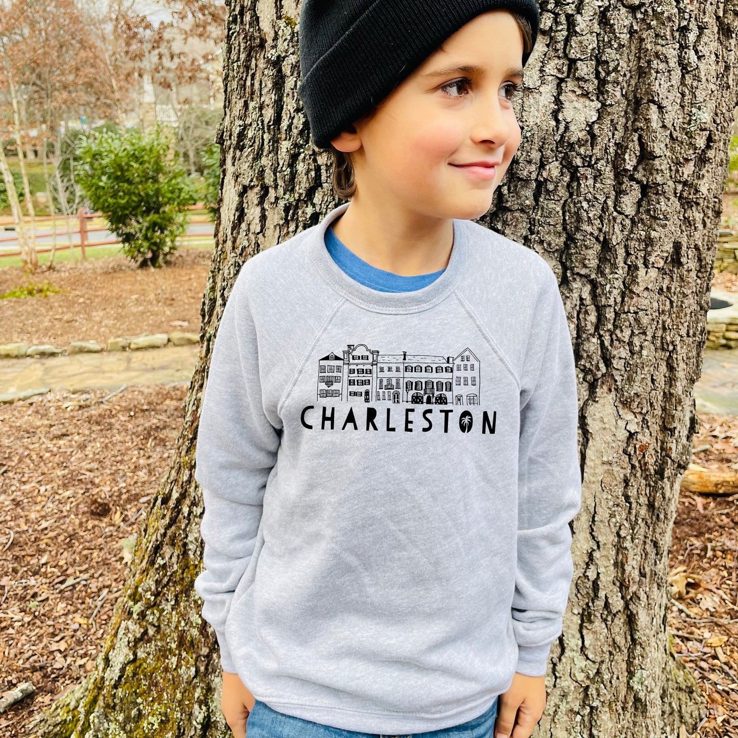 Charleston Rainbow Row - Kid's Sweatshirt - Heather Gray or Mauve