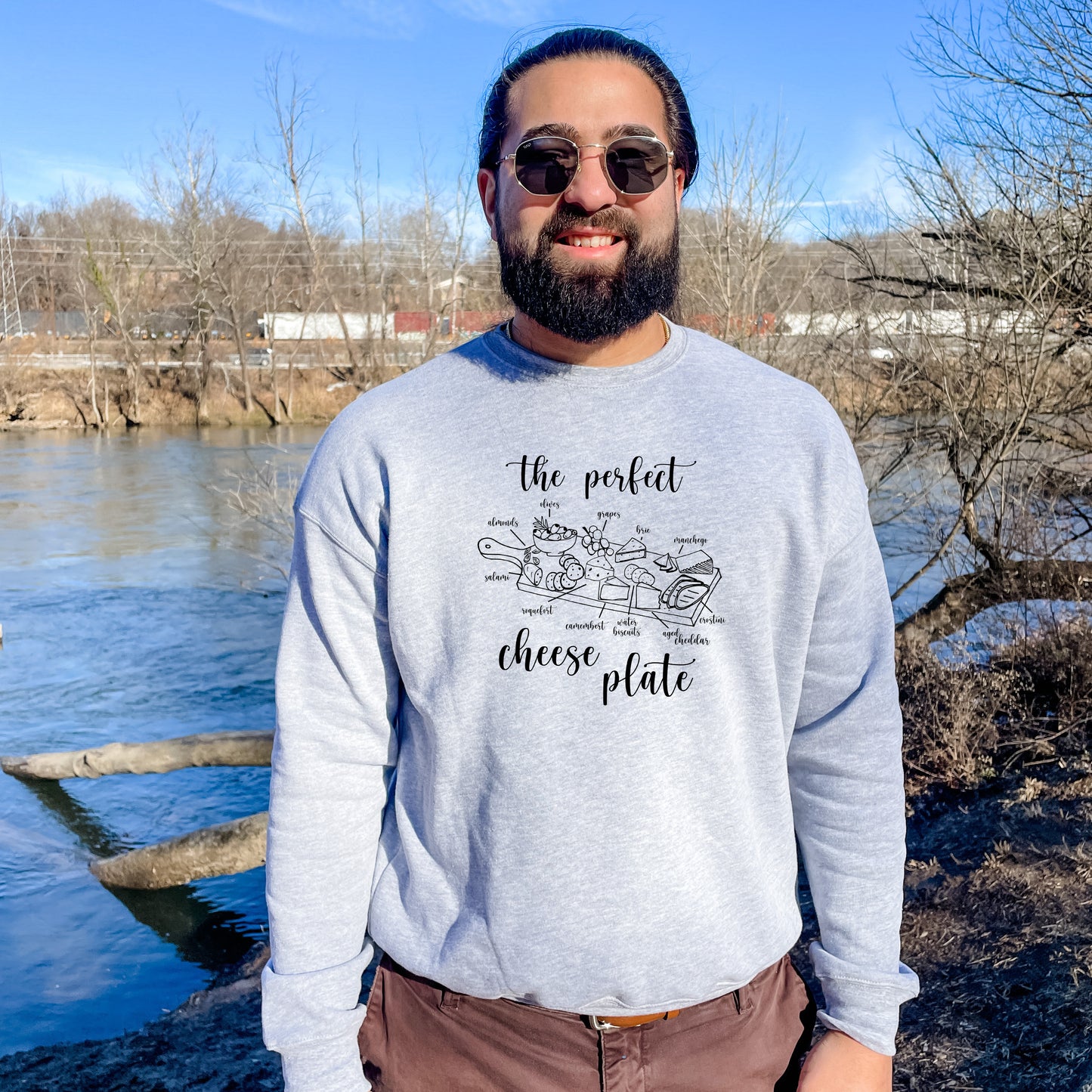 The Perfect Cheese Plate - Unisex Sweatshirt - Heather Gray or Dusty Blue