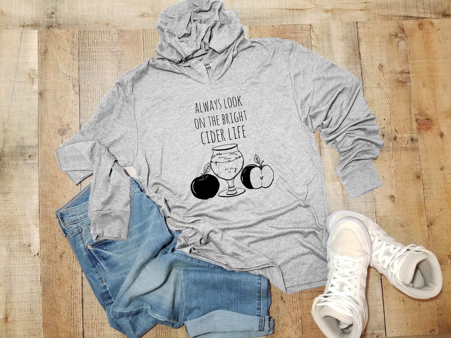 Look On The Bright Cider Life - Unisex T-Shirt Hoodie - Heather Gray