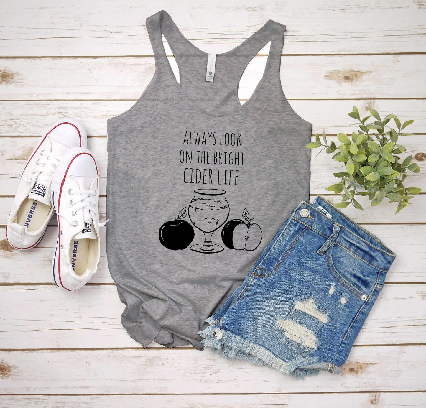 Look On The Bright Cider Life - Women's Tank - Heather Gray, Tahiti, or Envy