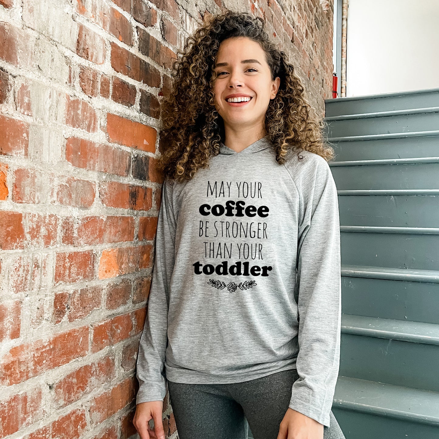 May Your Coffee Be Stronger Than Your Toddler - Unisex T-Shirt Hoodie - Heather Gray