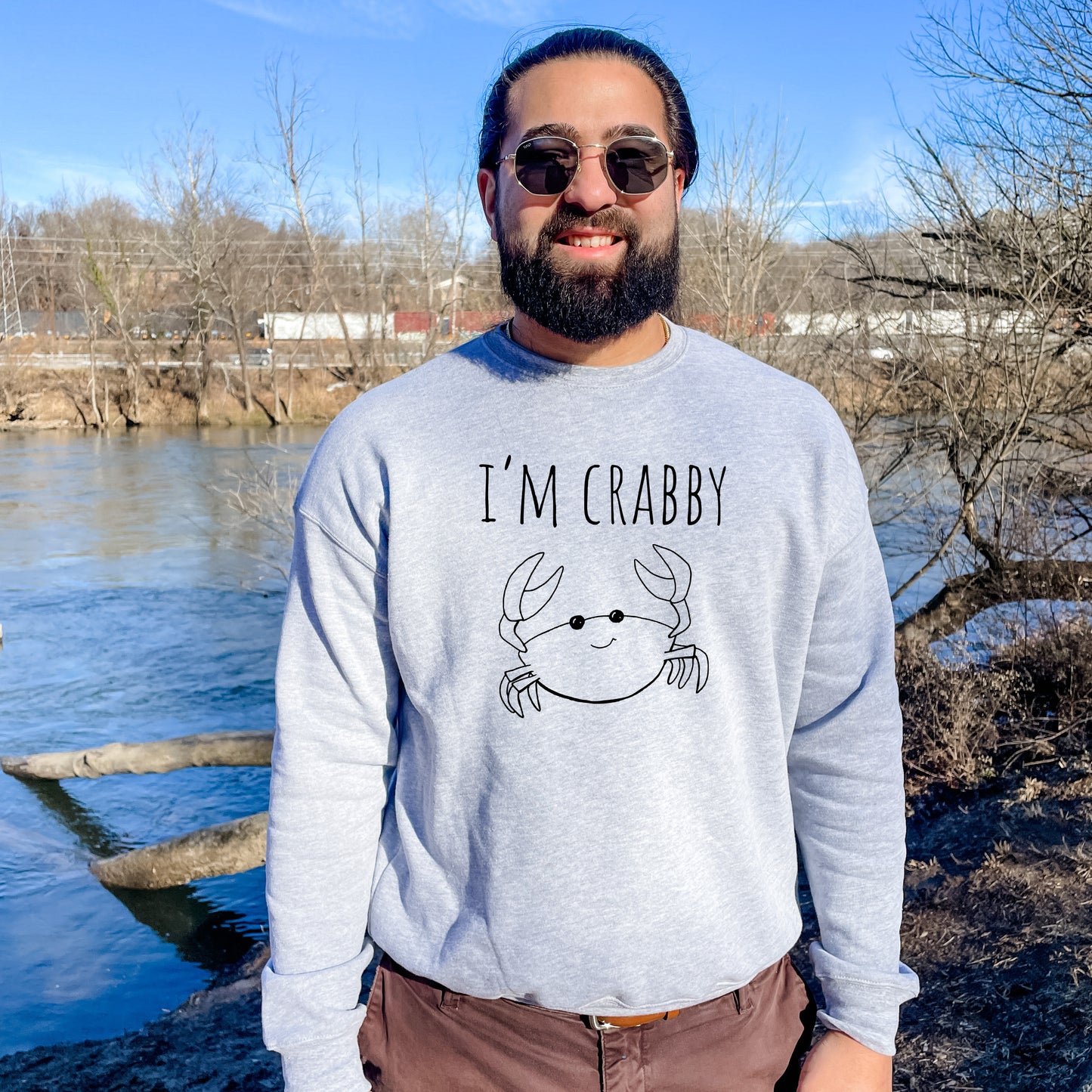 I'm Crabby - Unisex Sweatshirt - Heather Gray or Dusty Blue